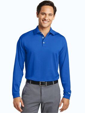 NWT Nike Stretch Tech Long Sleeve Polo Shirt Men's XXL Sapphire Blue Dri-Fit